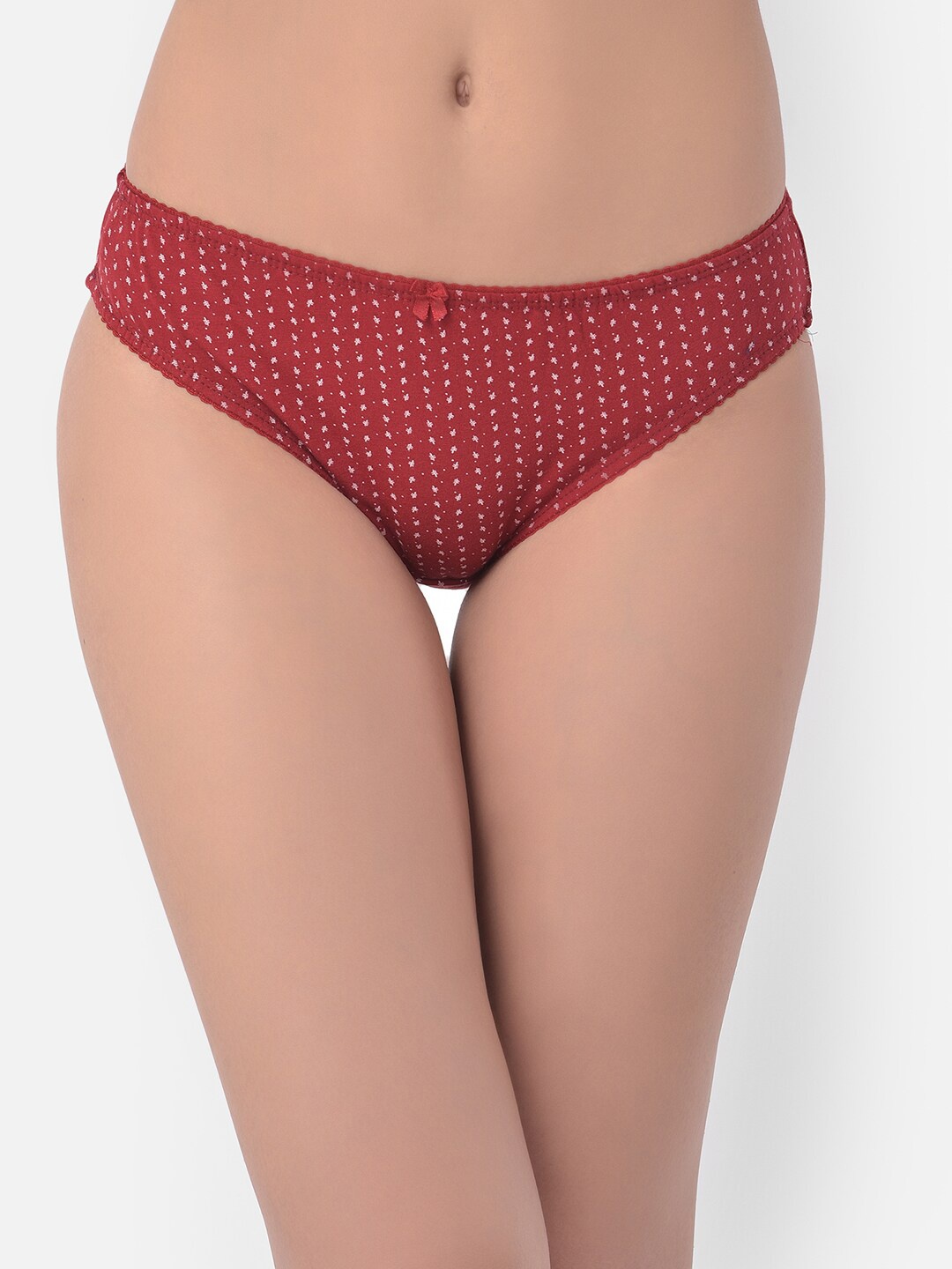 

Clovia Women Maroon Printed Cotton Bikini Briefs