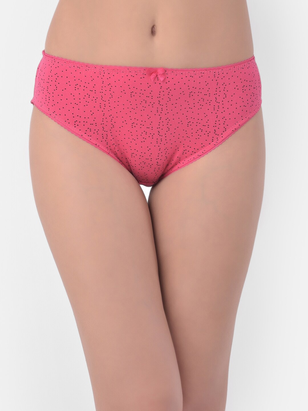 

Clovia Women Pink & Black Polka Dot Printed Cotton Bikini Briefs