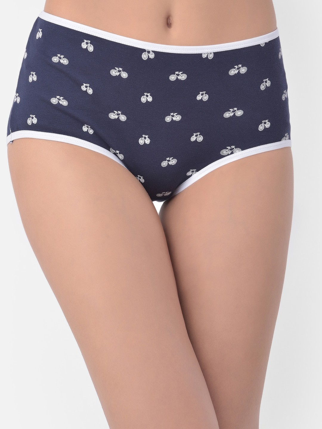 

Clovia Women High Waist Navy-Blue & White Bicycle Printed Cotton Boy Shorts