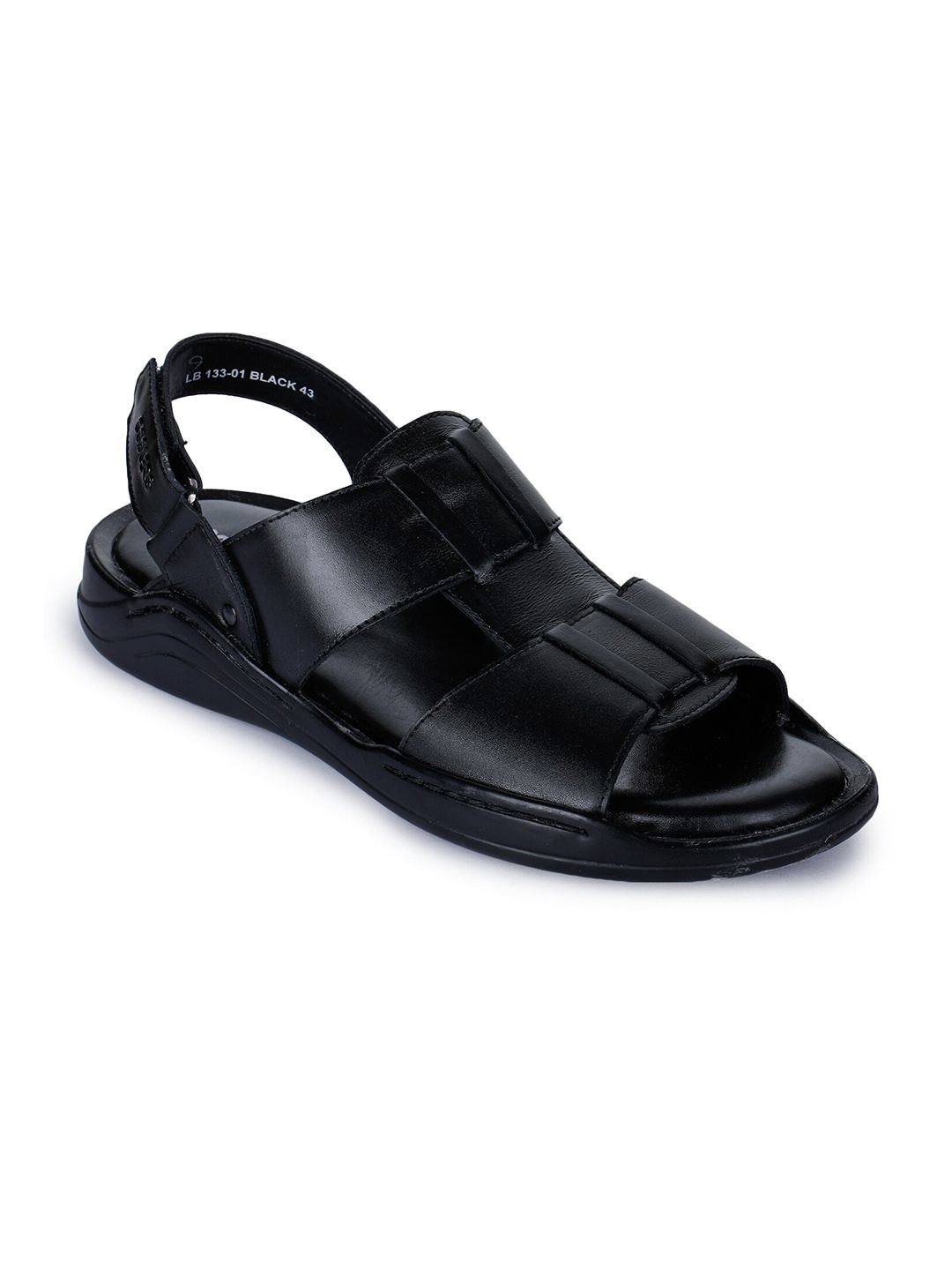 

Liberty Men Black Leather Comfort Sandals