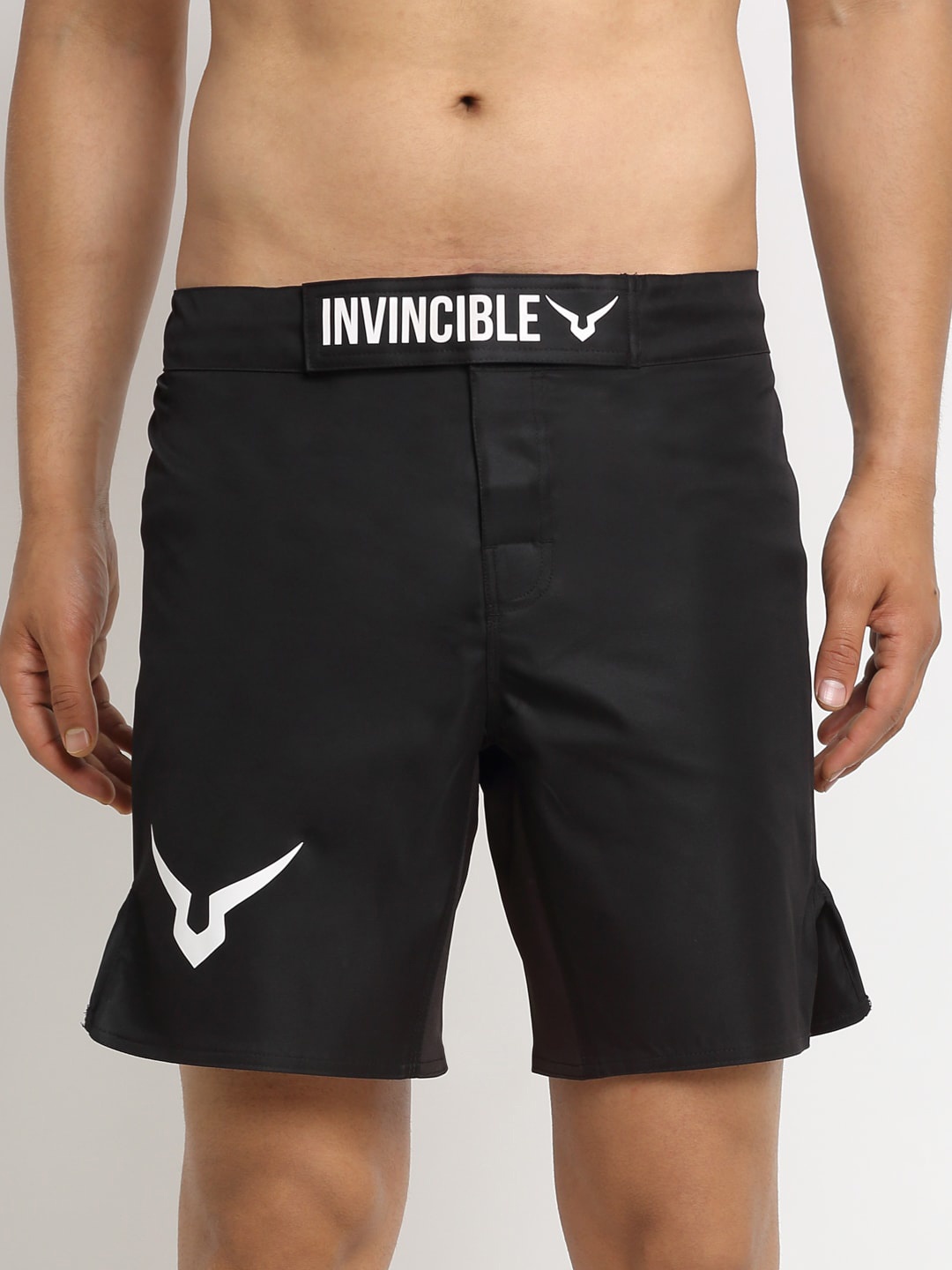 

Invincible Men Black Mid-Rise Rapid Dry Training or Gym Sports Shorts
