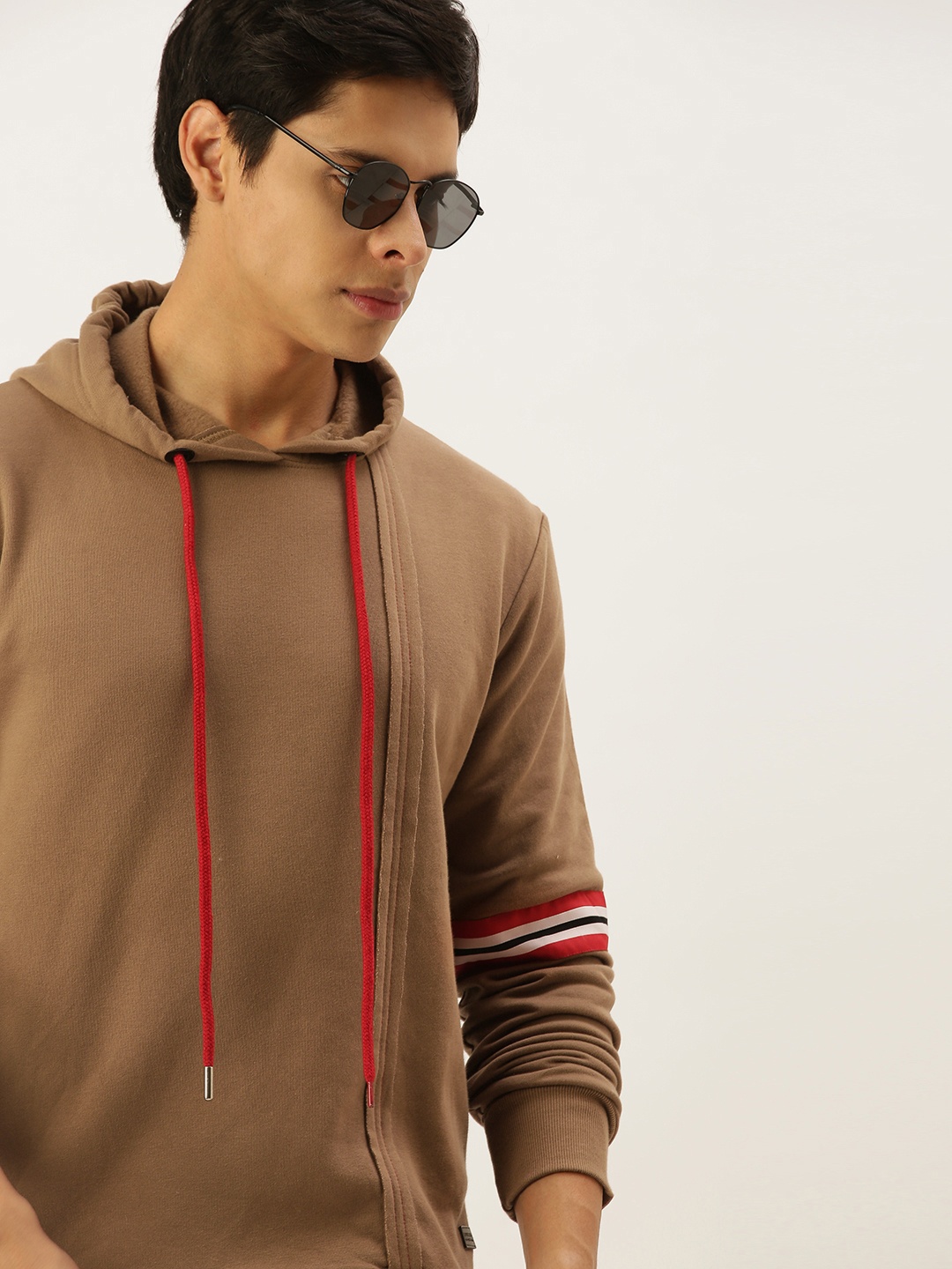 

Campus Sutra Men Brown Pure Cotton Hooded Sweatshirt