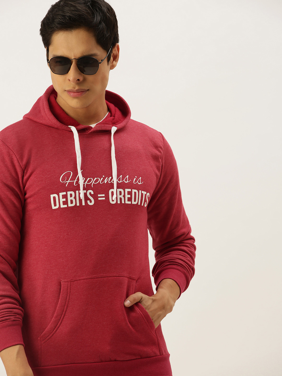 

Campus Sutra Men Maroon Printed Hooded Sweatshirt