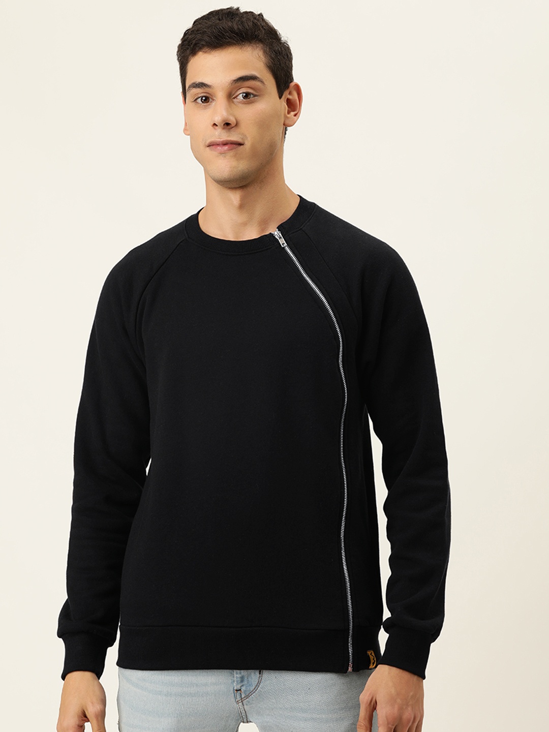 

Campus Sutra Men Black Solid Sweatshirt