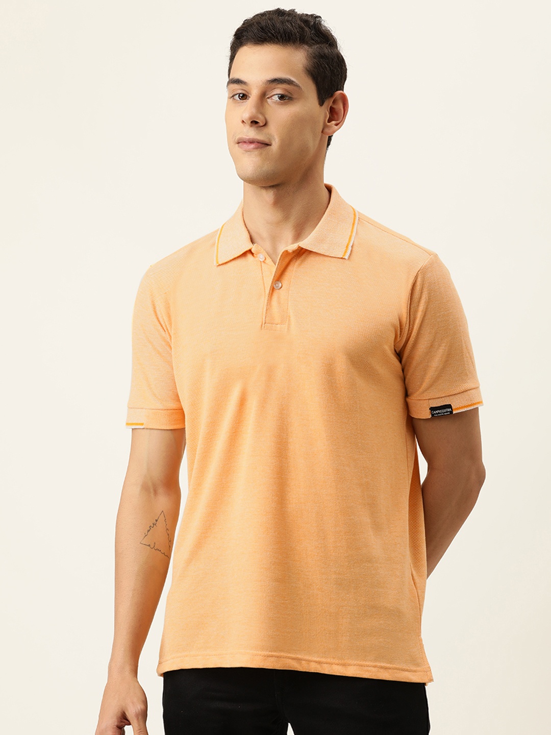 

Campus Sutra Men Mustard Yellow Polo Collar Outdoor T-shirt