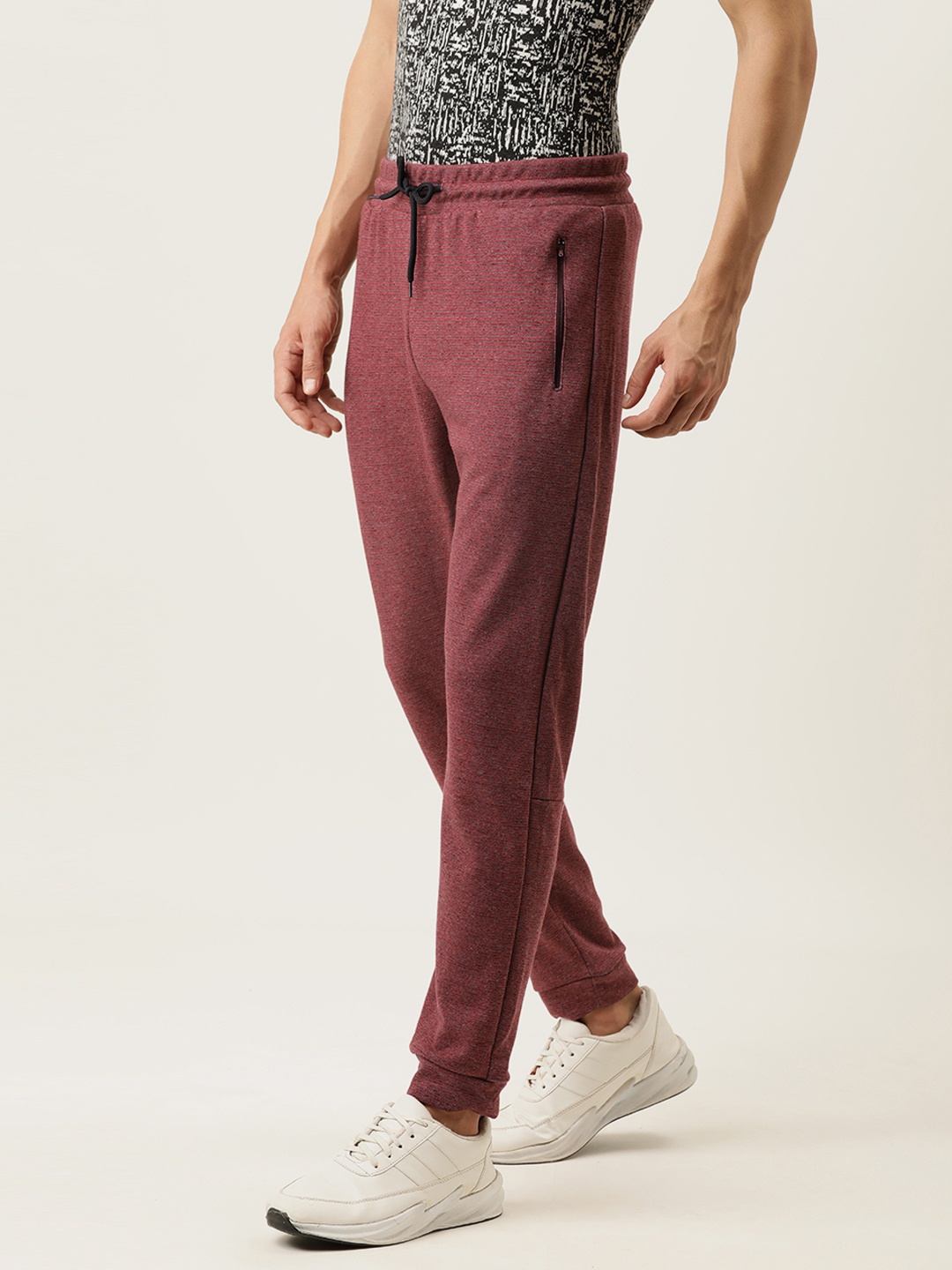 

Campus Sutra Men Maroon & Grey Striped Straight Fit Joggers