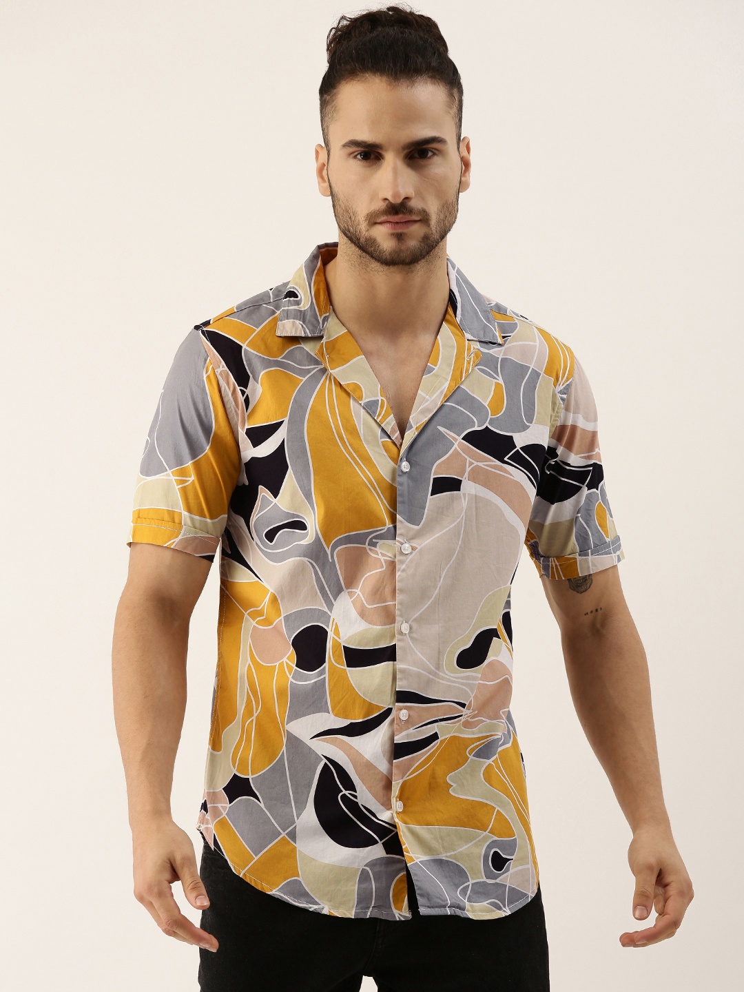 

Campus Sutra Men Multicoloured Cotton Abstract Print Casual Shirt, Multi