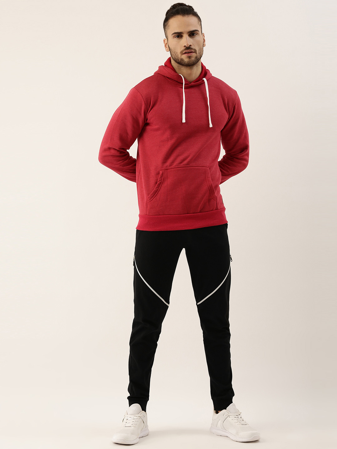 

Campus Sutra Men Maroon & Black Solid Pure Cotton Casual Tracksuit