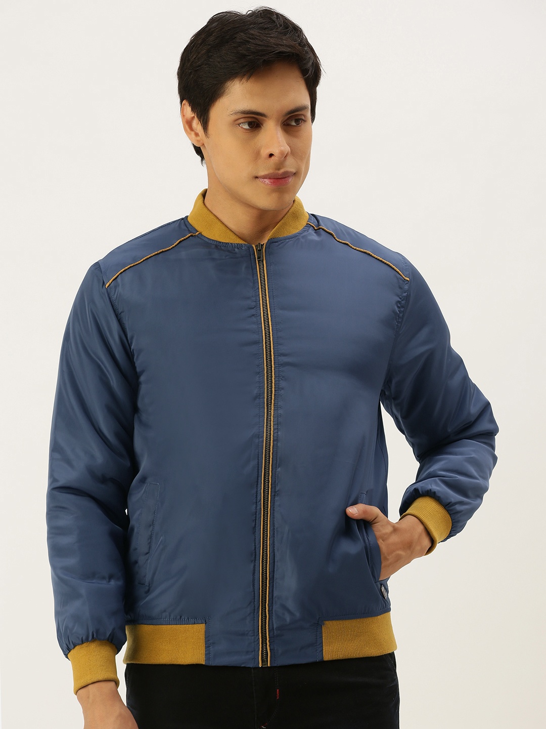 

Campus Sutra Men Blue Windcheater Outdoor Bomber Jacket