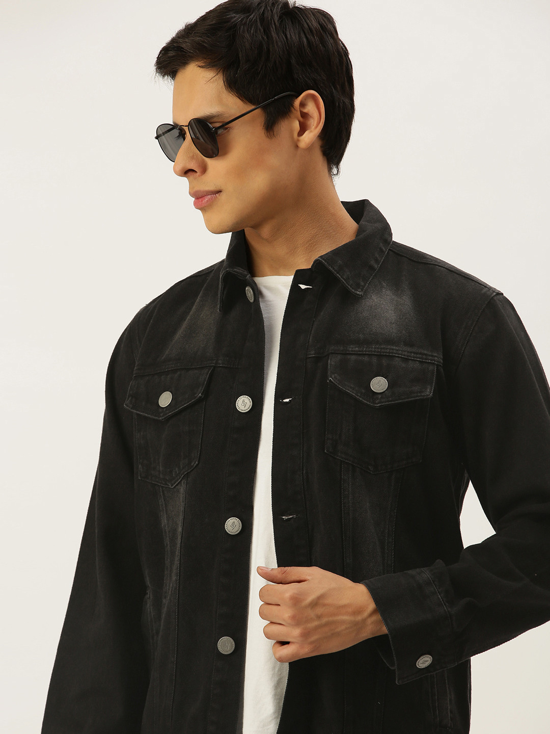 

Campus Sutra Men Black Windcheater Denim Jacket