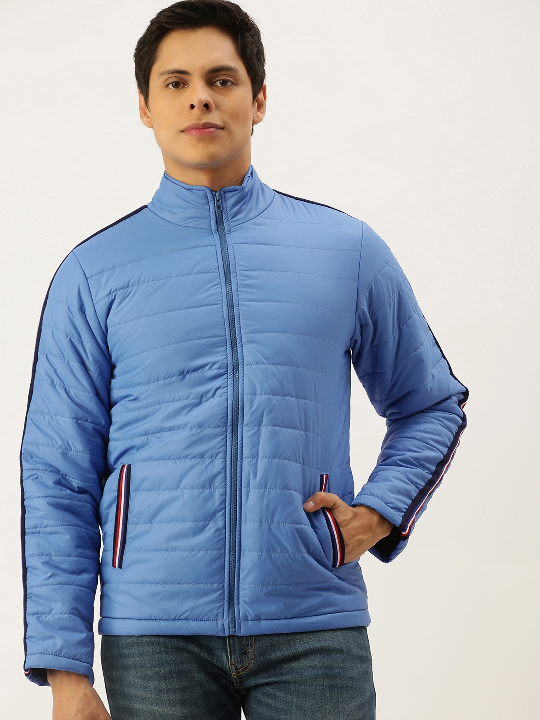 

Campus Sutra Men Blue Windcheater Outdoor Bomber Jacket