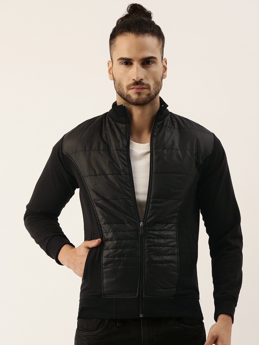 

Campus Sutra Men Black Solid Bomber Jacket