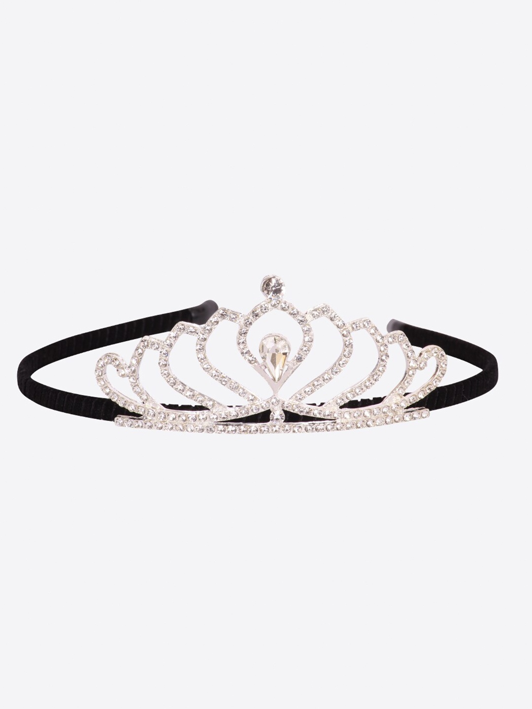 

CUTECUMBER Girls Black & Silver-Toned Crown Hairband