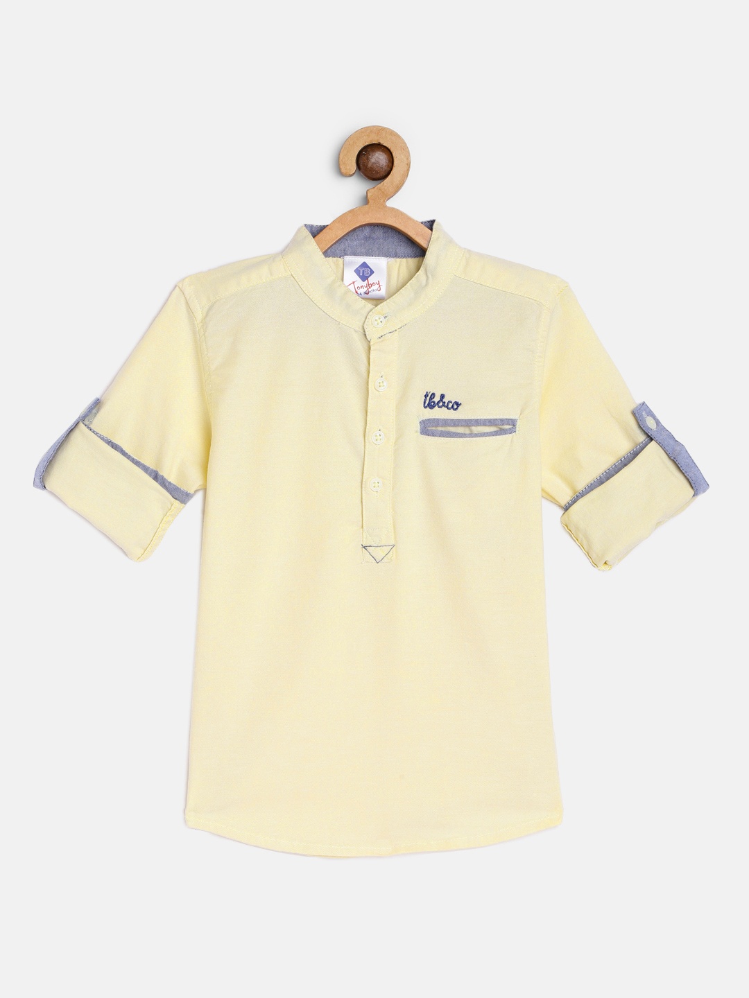 

TONYBOY Boys Yellow Opaque Casual Shirt
