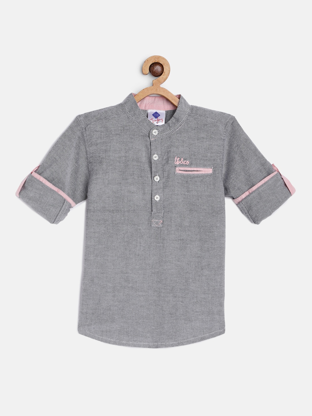 

TONYBOY Boys Grey Opaque Casual Shirt