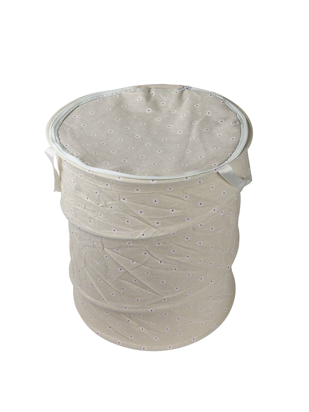 

OddCroft Cream-Coloured & White Floral Printed Foldable Laundry Basket
