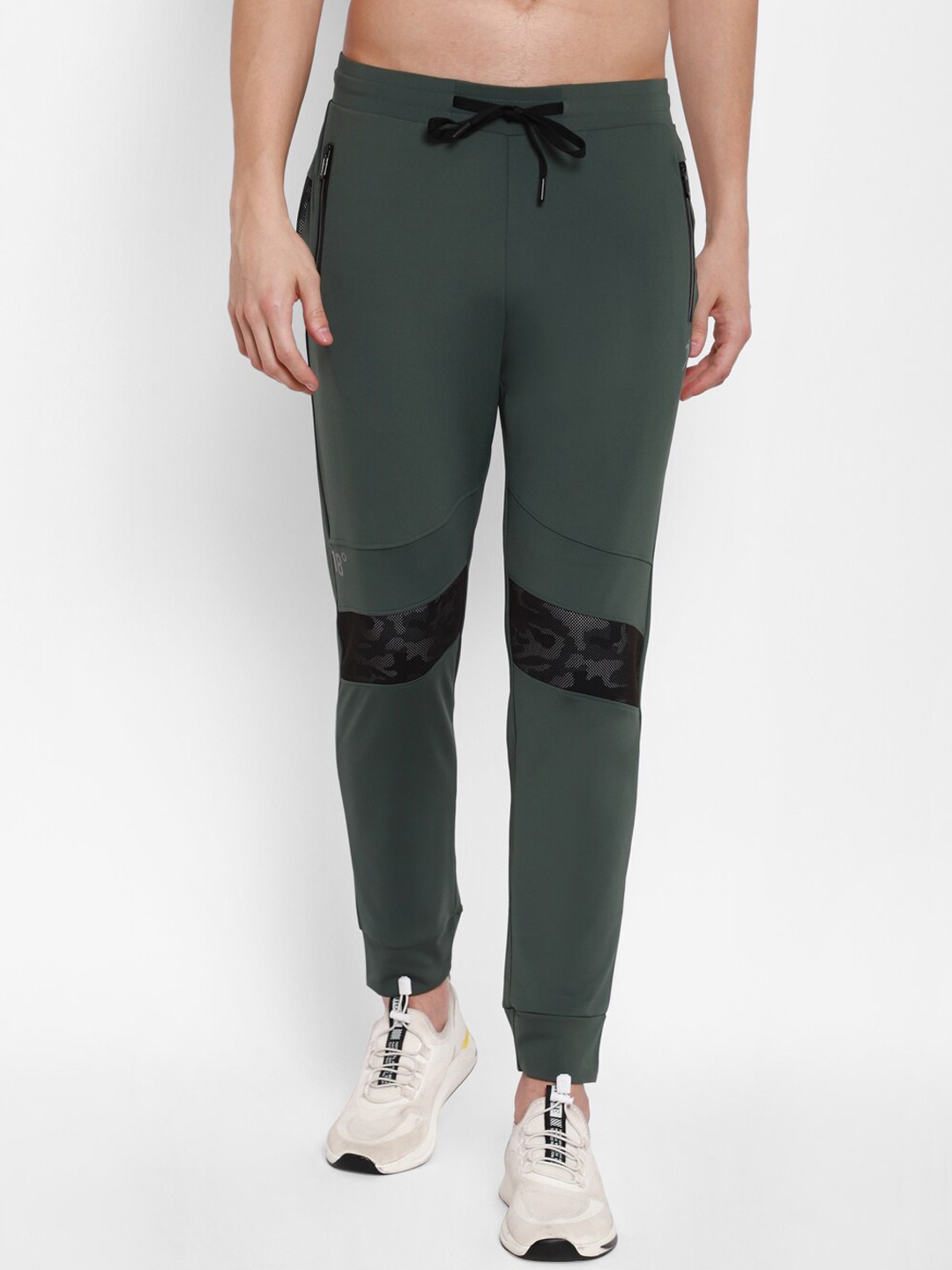 

SAPPER Men Olive Green & Black Solid Slim-Fit Joggers