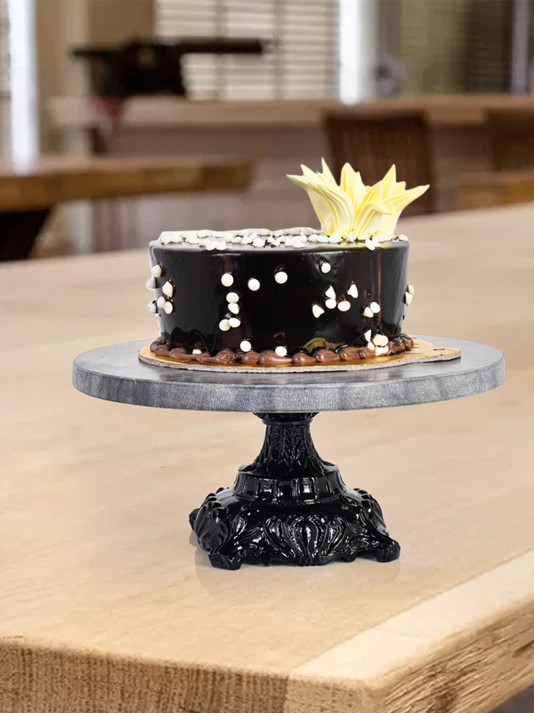 

REYIN Black & Grey Textured Marble Cake Stand