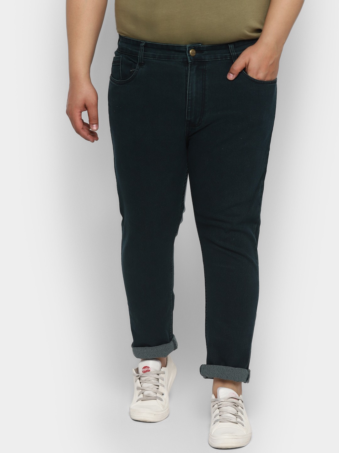 

Urbano Plus Men Green Solid Mid-Rise Jeans