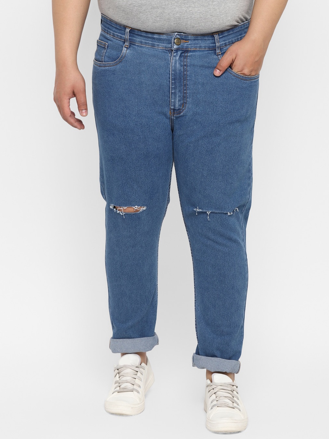 

Urbano Plus Men Blue Slash Knee Stretchable Jeans