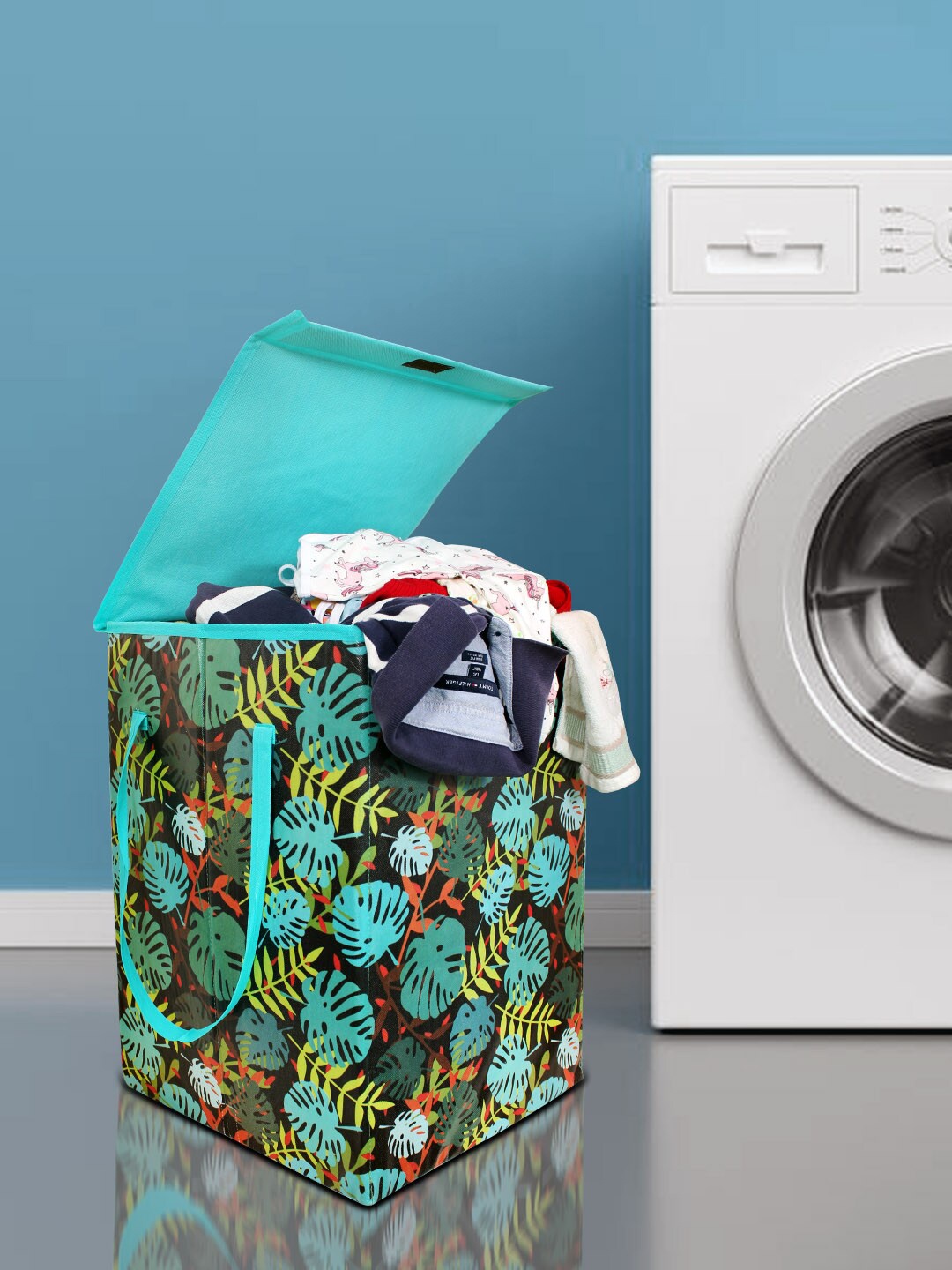 

prettykrafts Green Printed Foldable Laundry Bag
