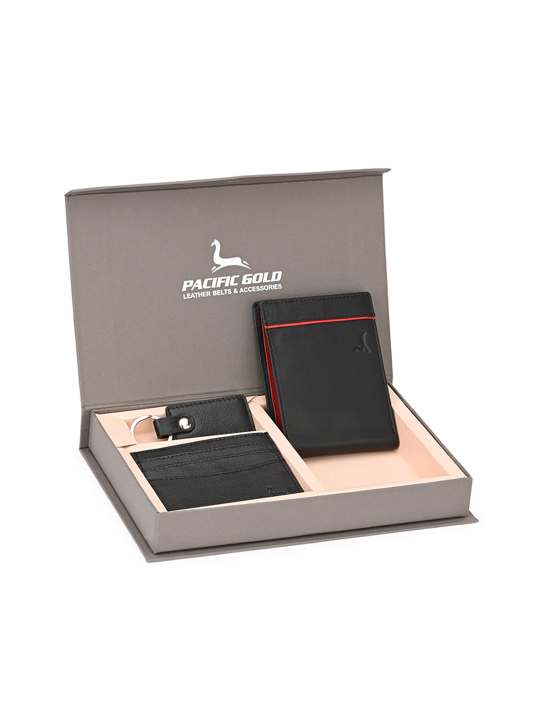 

Pacific Gold Men Black Genuine Leather Accessory Gift Set