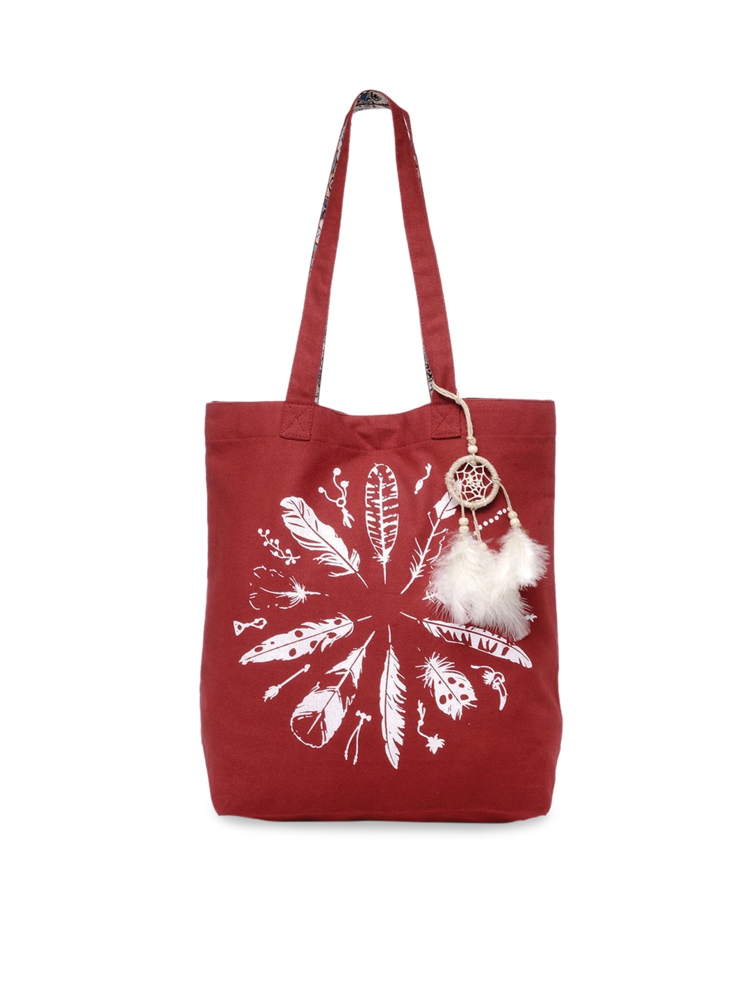 

The House of Tara Red and White Canvas Ethnic Motifs Printed Shopper Tote Bag