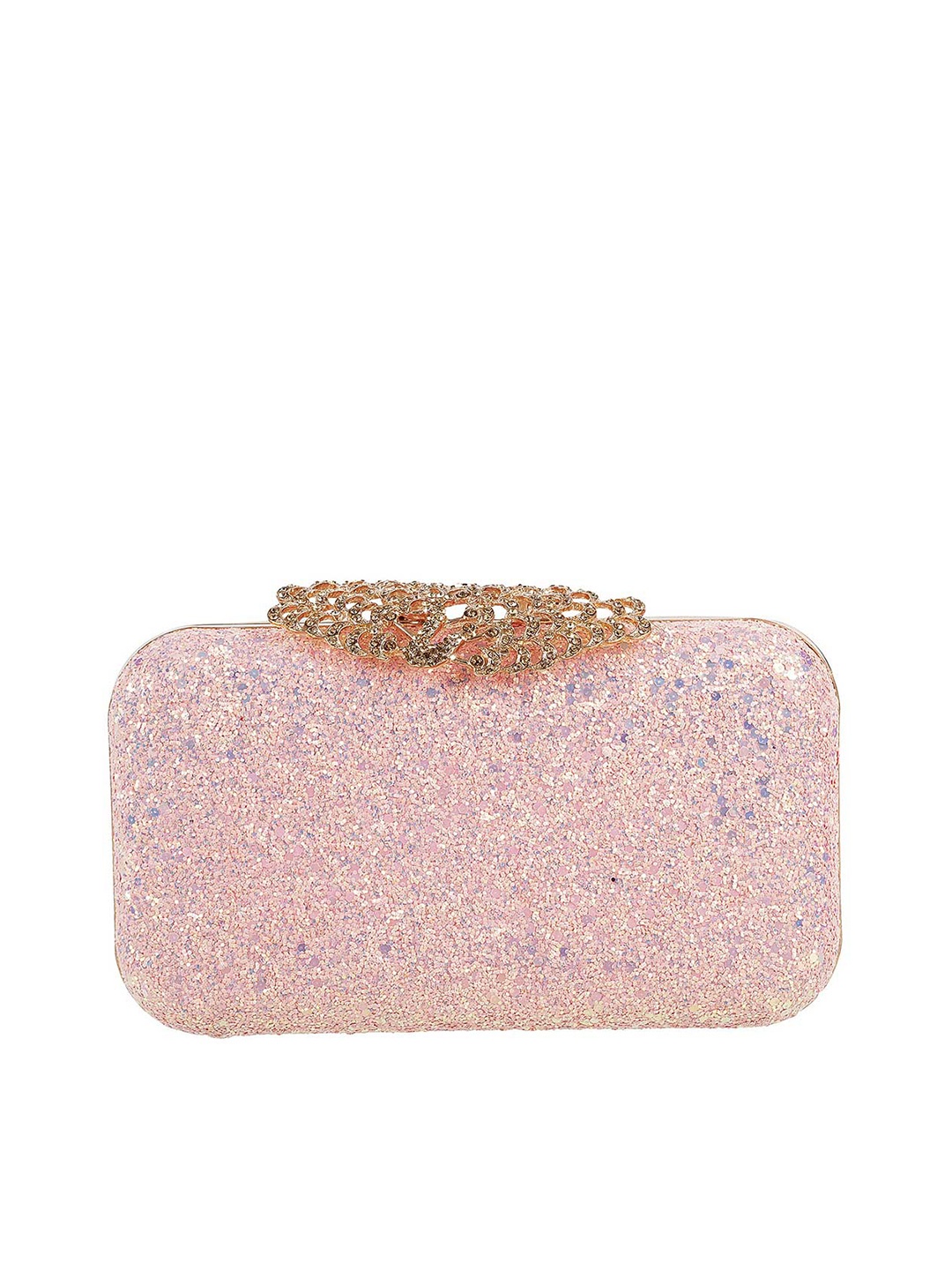 

Mochi Peach-Coloured Embellished Box Clutch