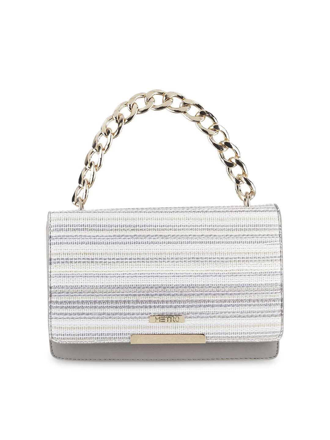 

Metro Grey & White Striped Handheld Bag