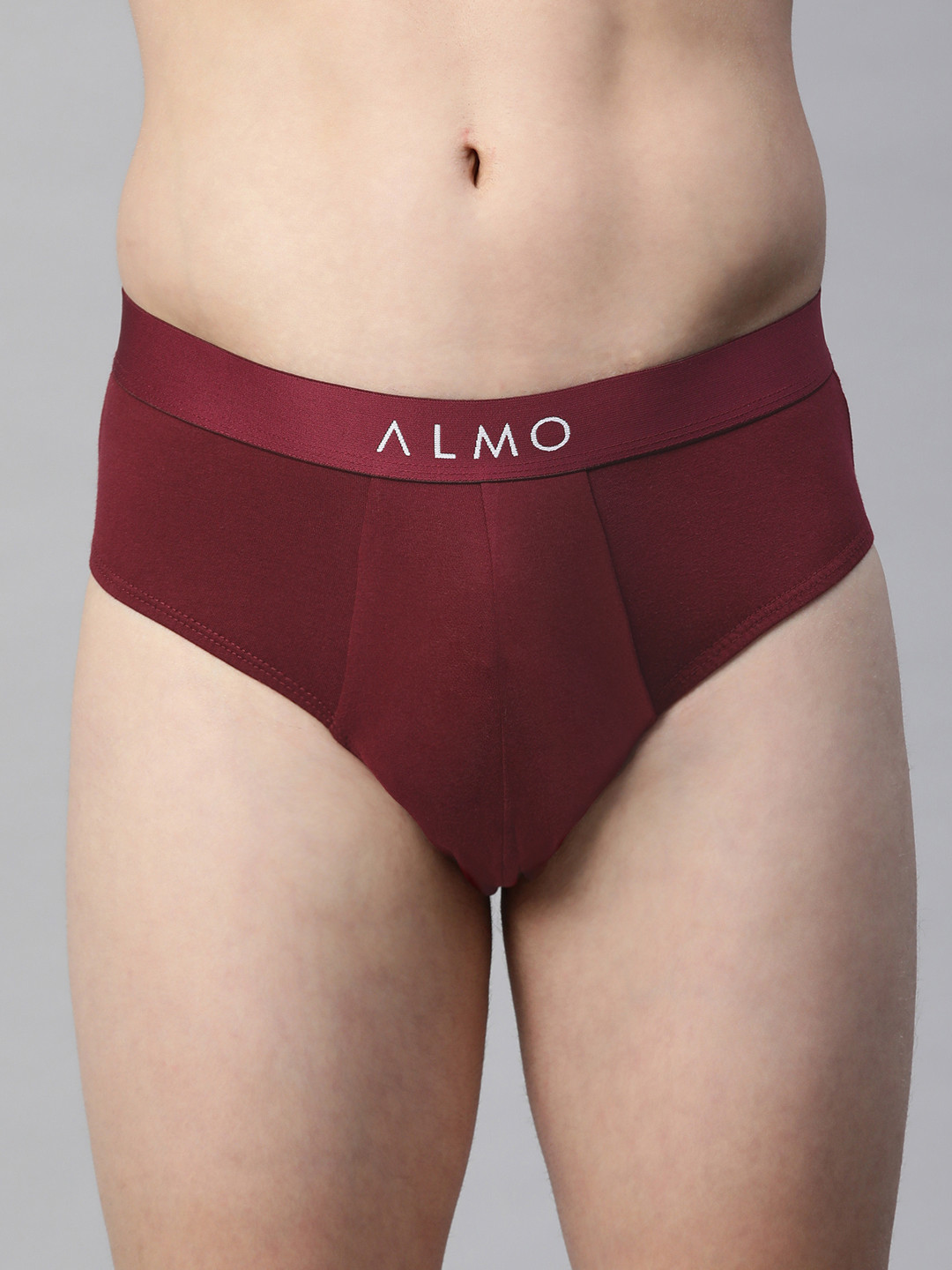 

Almo Wear Men Burgundy Solid Slim-Fit Anti-Microbial Organic Cotton Basic Brief Rico-B-105