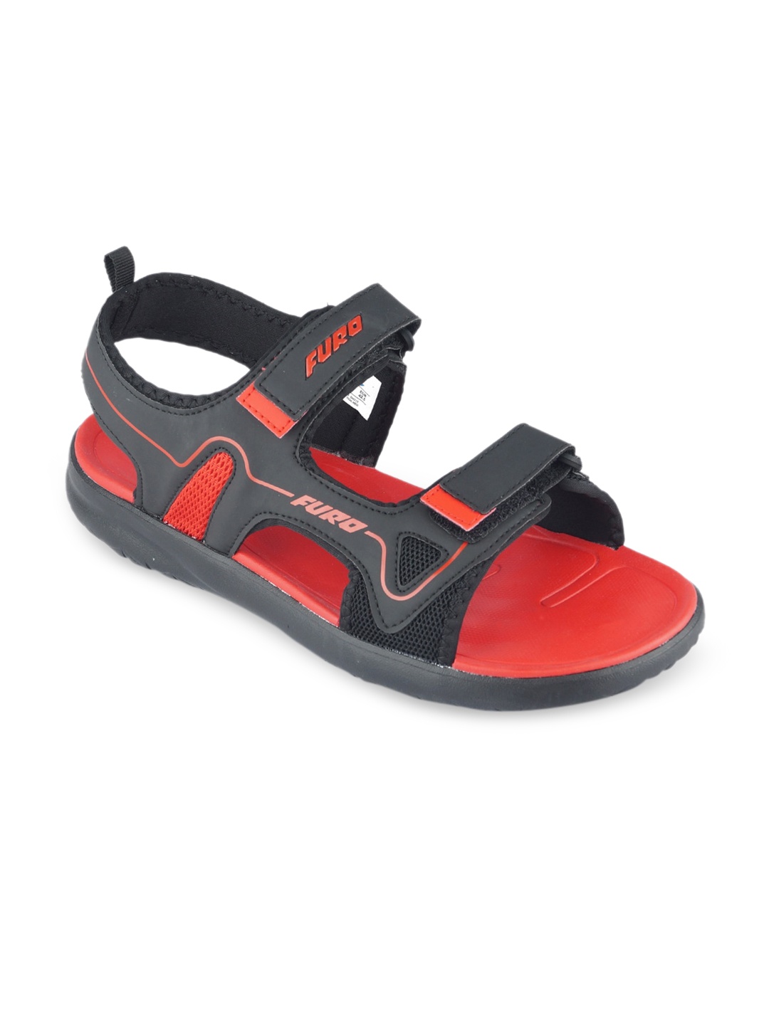 

FURO by Red Chief Men Black & Red Solid Sports Sandals