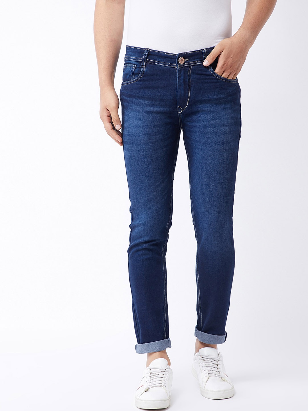 

Purple Feather Men Blue Skinny Fit Mid-Rise Light Fade Stretchable Jeans
