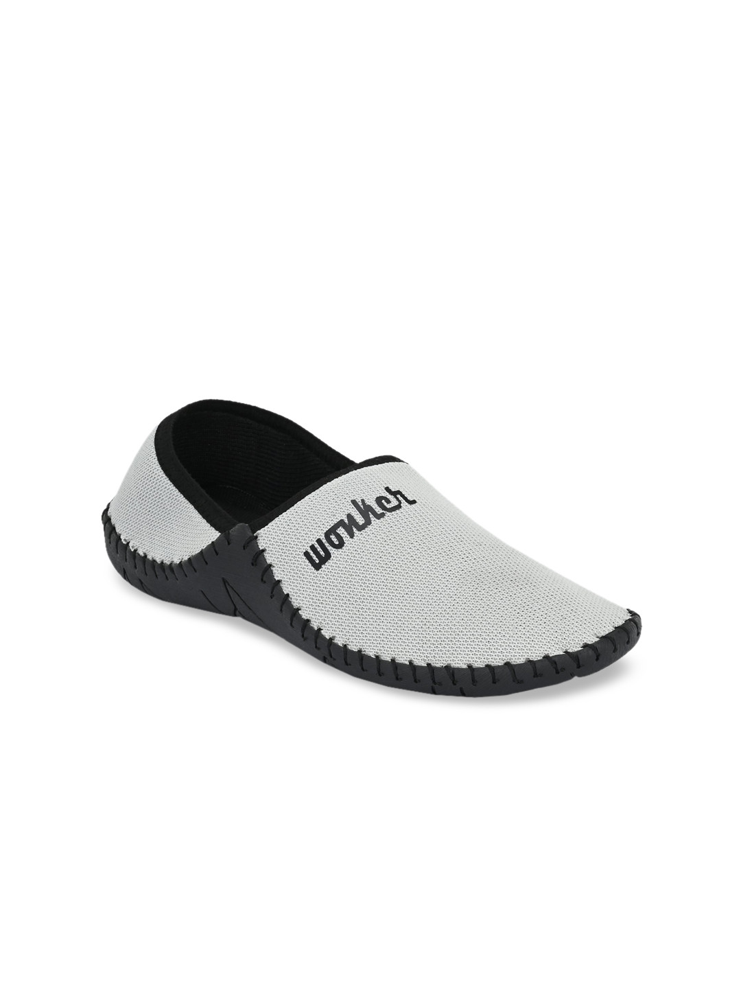 

mr wonker Men Grey & Black Woven Design Loafers