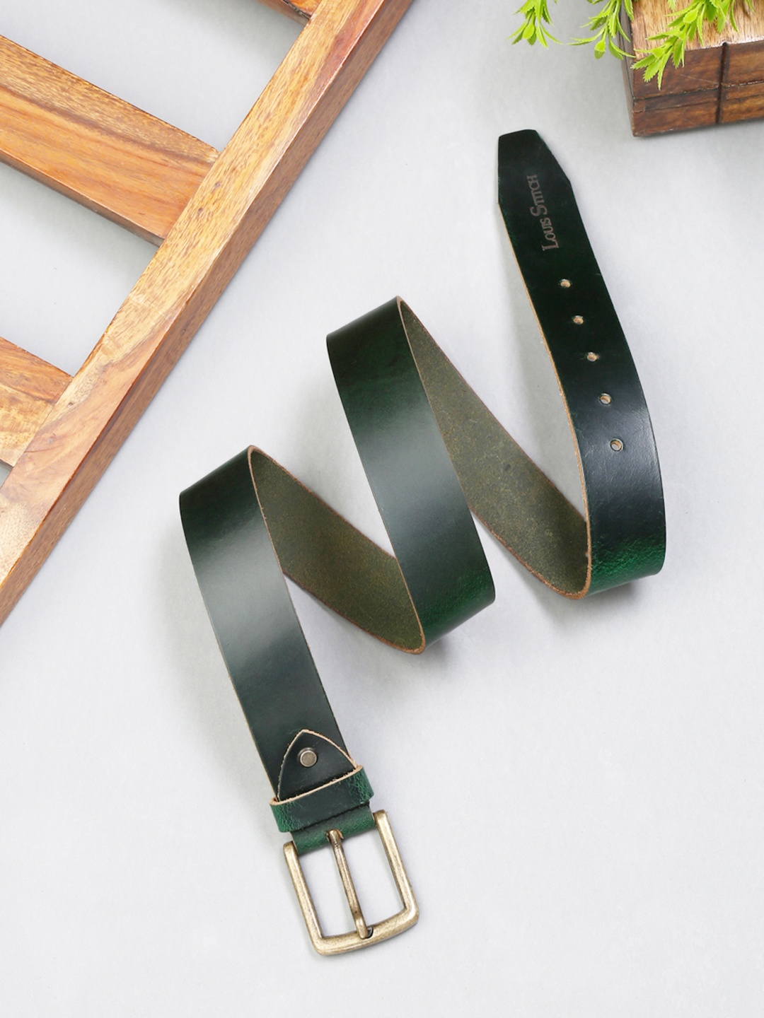 

LOUIS STITCH Men Premium Leather Casual Belt, Green