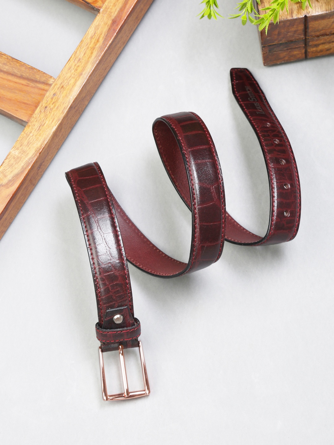 

LOUIS STITCH Men Premium Leather Casual Belt, Red
