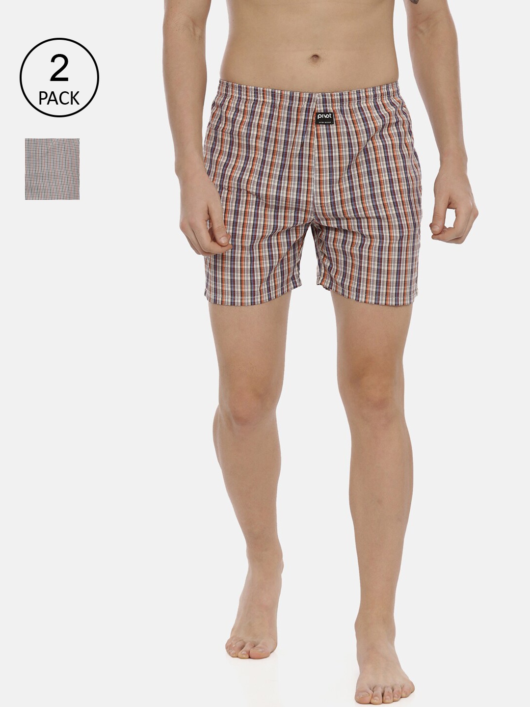 

pivot Men Pack Of 2 Assorted Pure Cotton Boxers