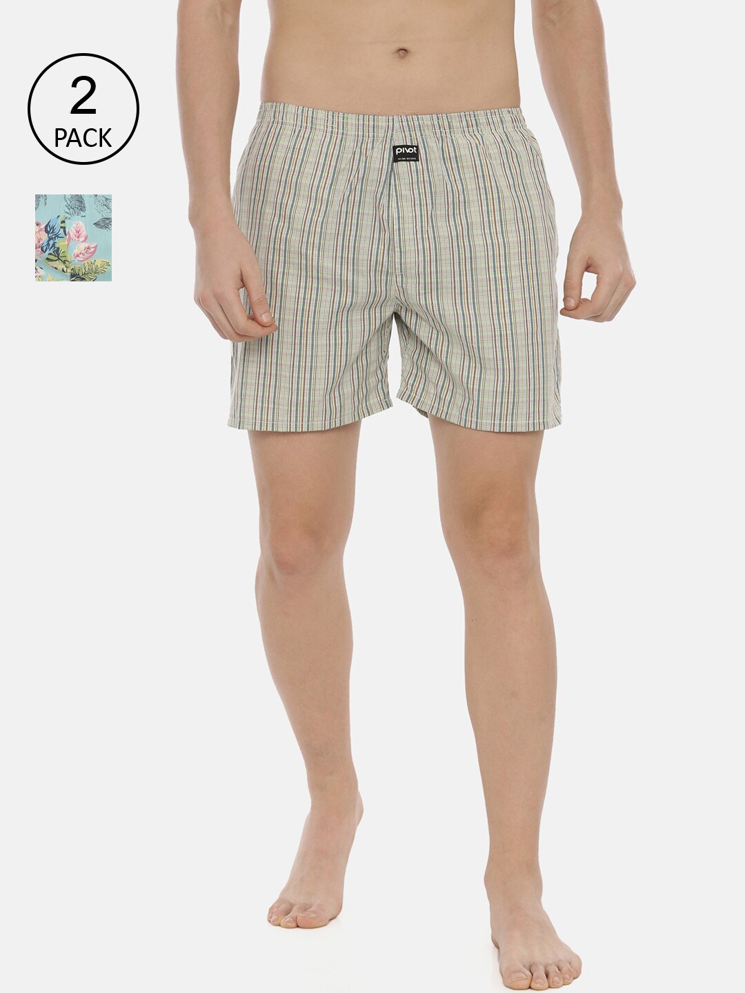 

pivot Men Pack Of 2 Assorted Pure Cotton Boxers AW20PQF-066