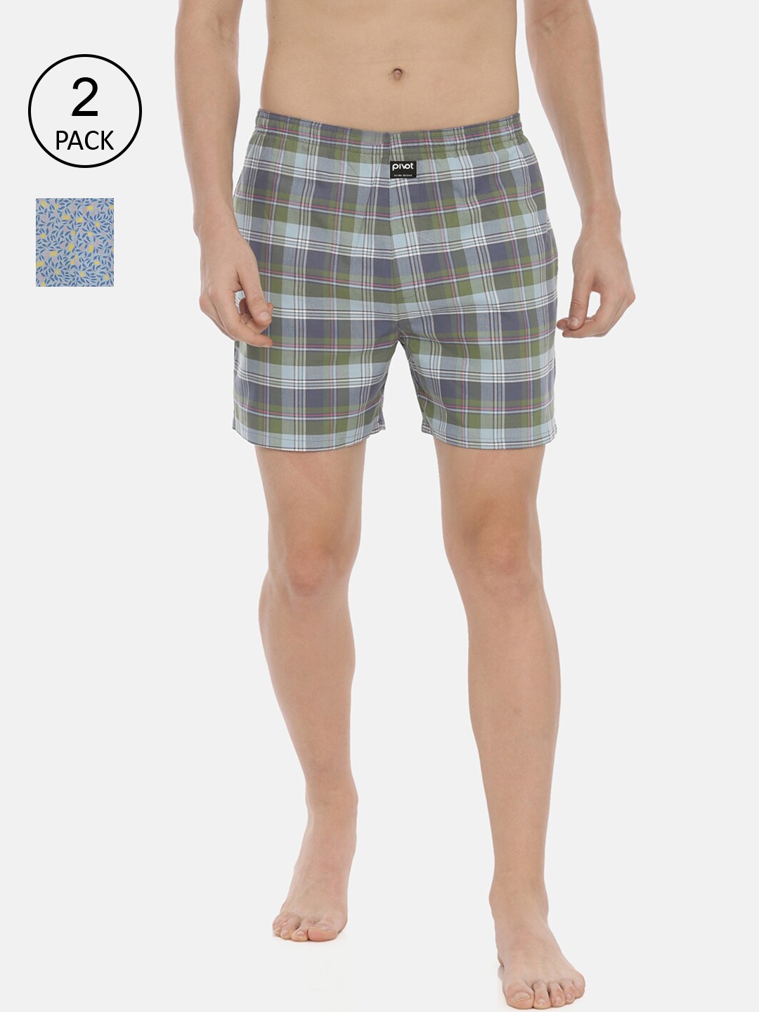 

pivot Men Pack Of 2 Assorted Pure Cotton Boxers
