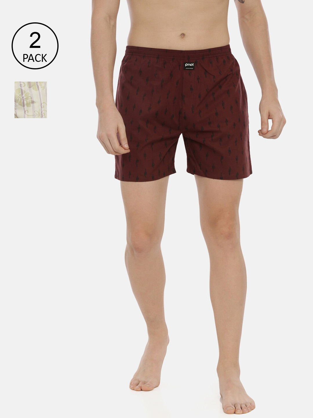 

pivot Men Pack Of 2 Assorted Pure Cotton Boxers AW20PQF-036