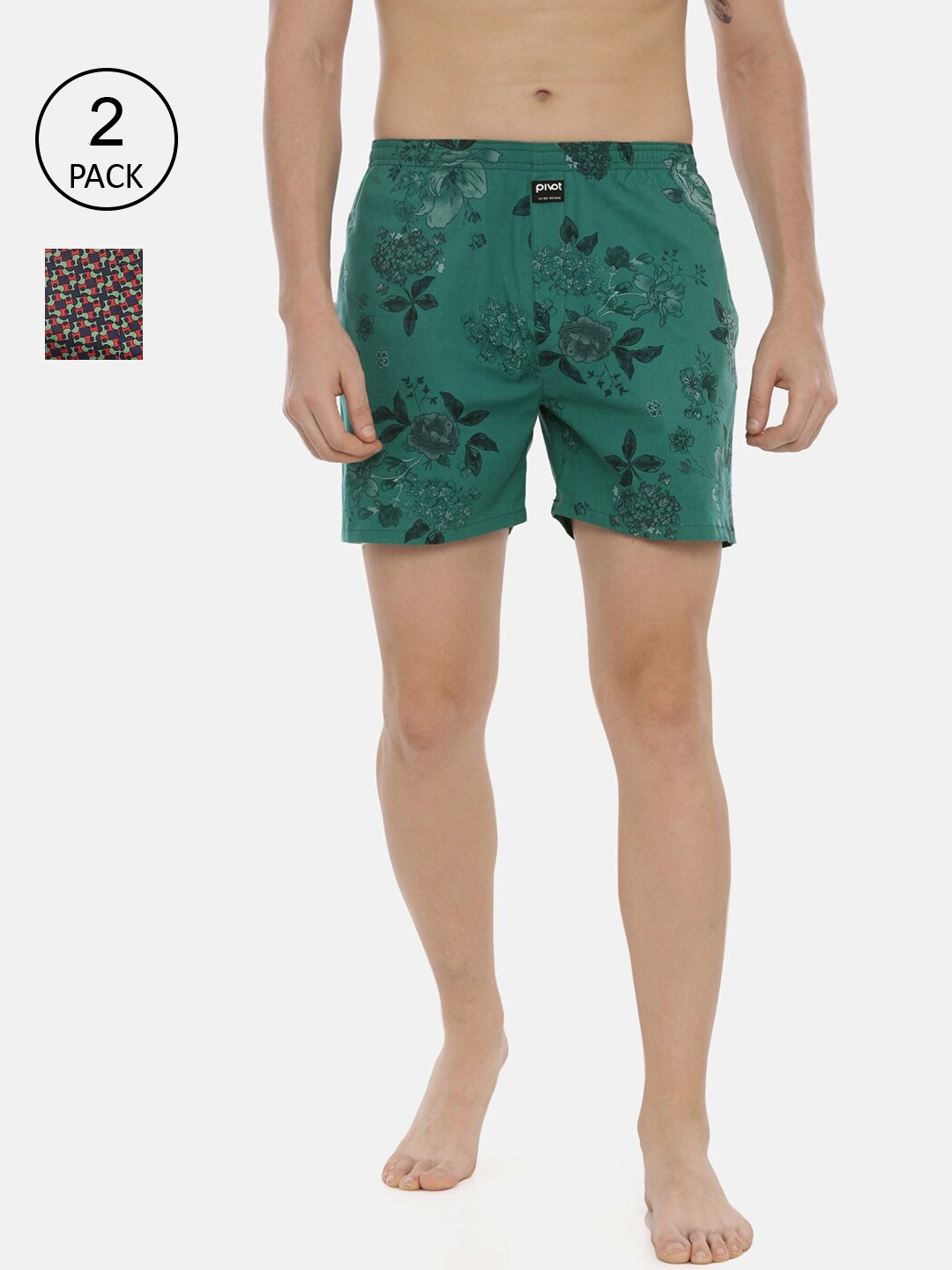 

pivot Men Pack Of 2 Assorted Pure Cotton Boxers