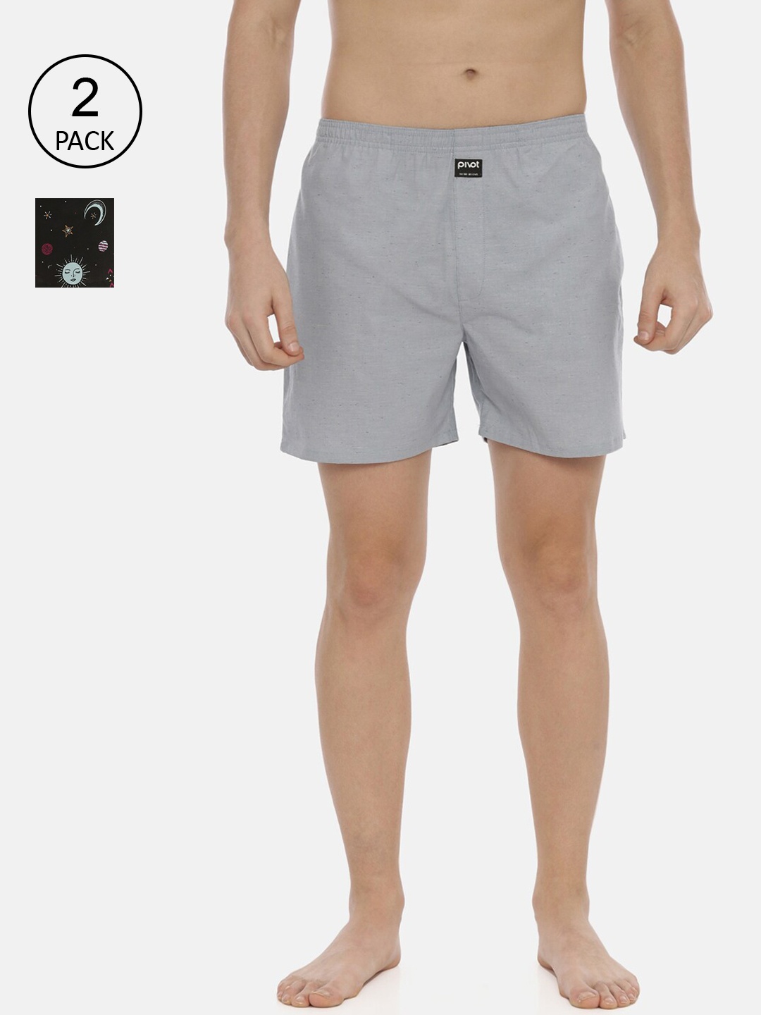 

pivot Men Pack Of 2 Assorted Pure Cotton Boxers