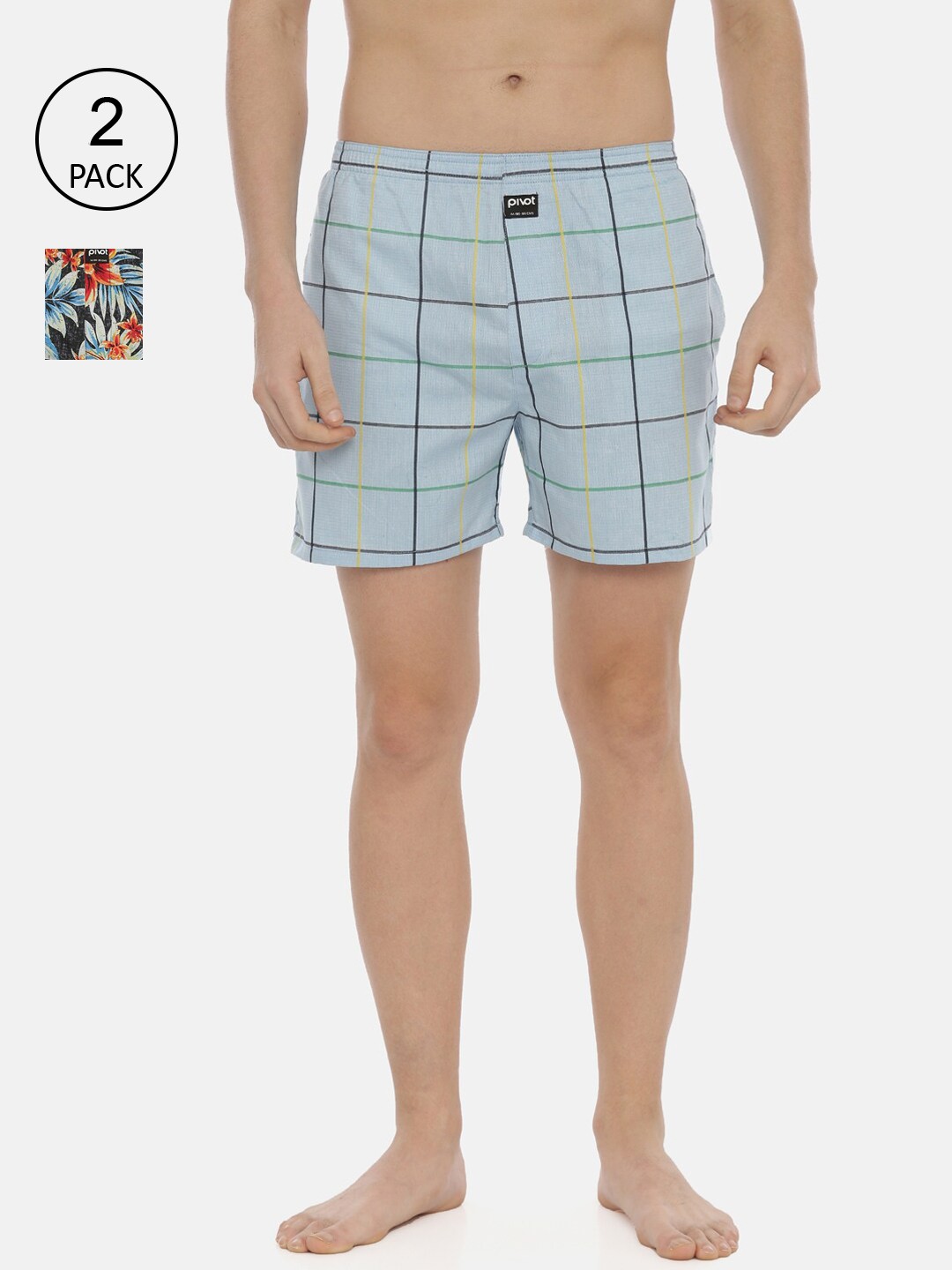 

pivot Men Pack Of 2 Assorted Pure Cotton Boxers
