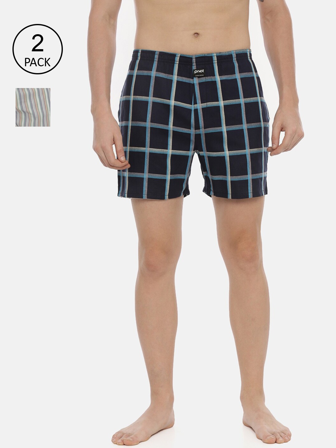 

pivot Men Pack Of 2 Assorted Pure Cotton Boxers-AW20PQF-022