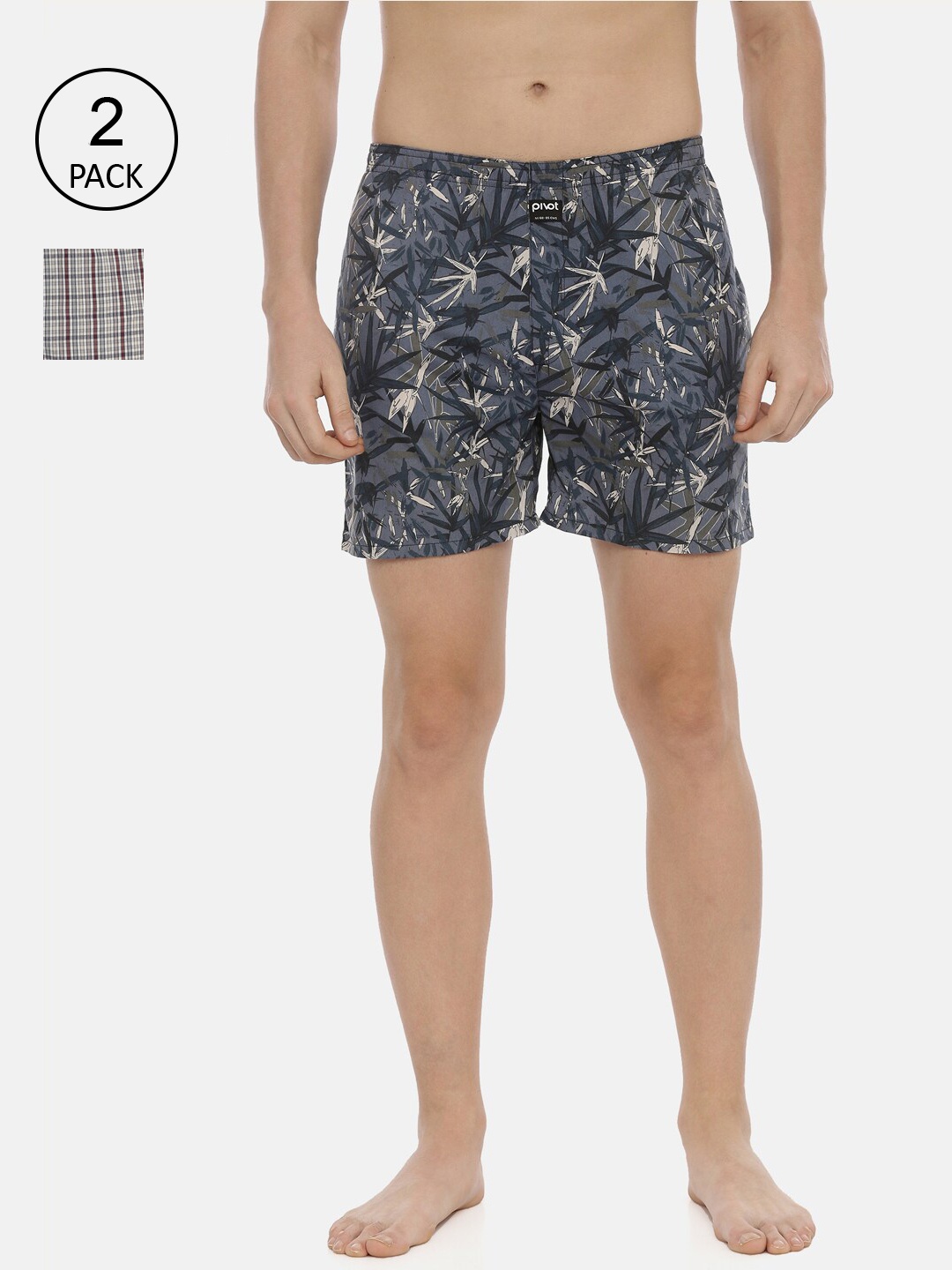 

pivot Men Pack Of 2 Assorted Printed Pure Cotton Boxers