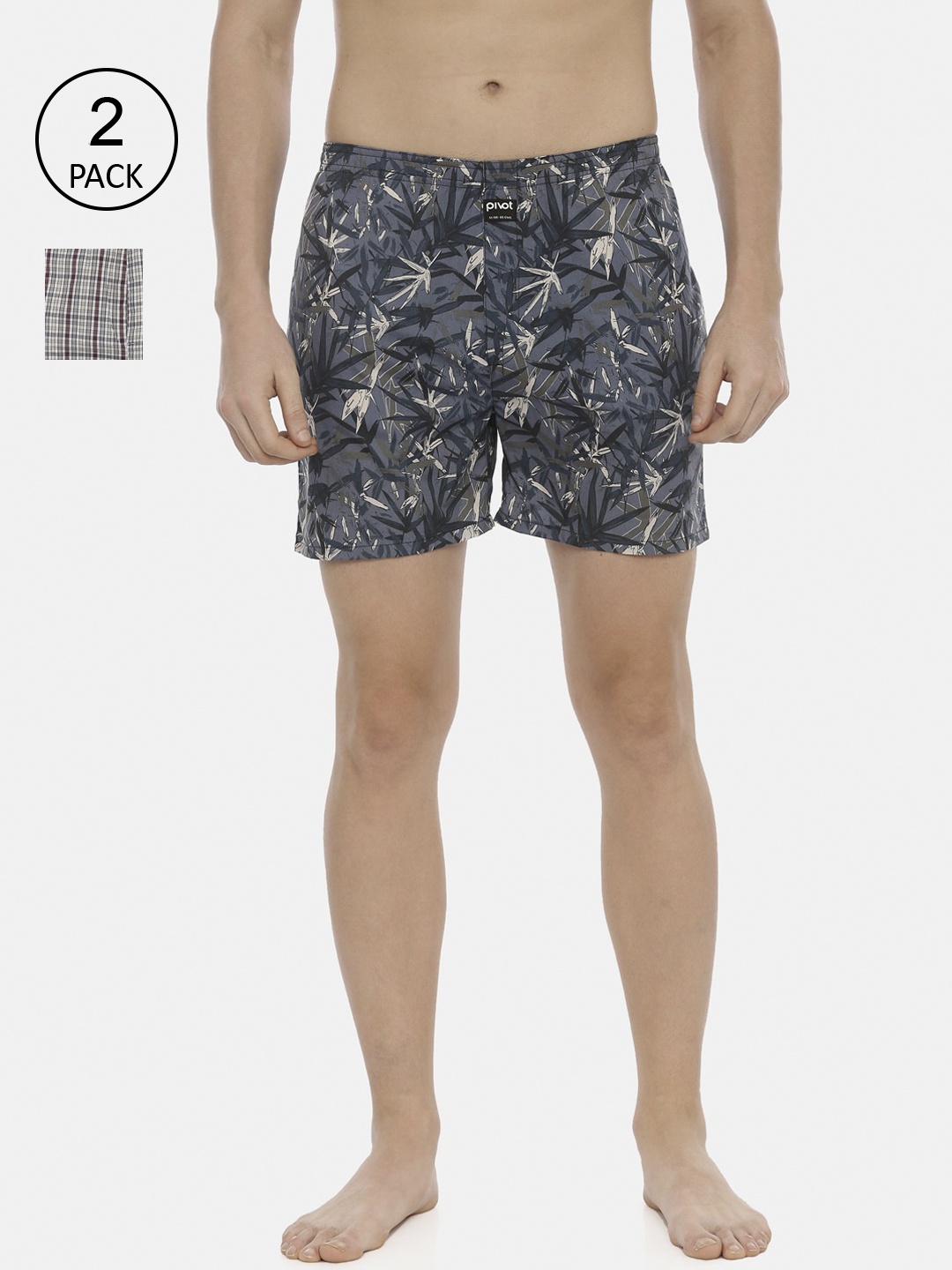 

pivot Men Pack Of 2 Assorted Pure Cotton Boxers-AW20PQF-063