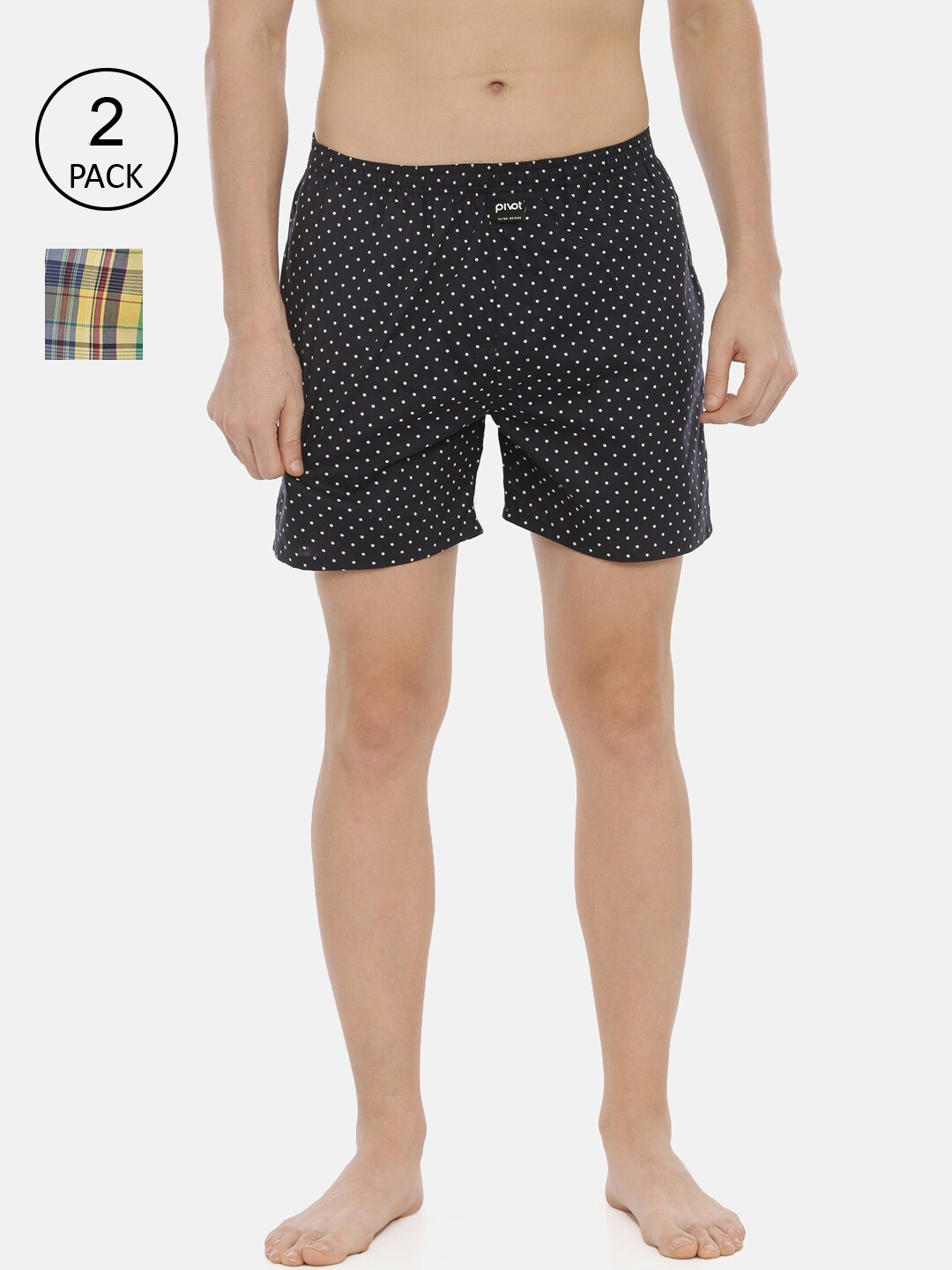 

pivot Men Pack Of 2 Assorted Printed Pure Cotton Boxers