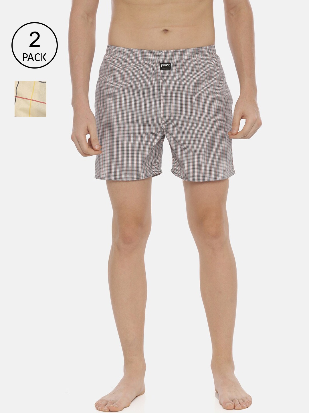 

pivot Men Pack Of 2 Assorted Pure Cotton Boxers-AW20PQF-060
