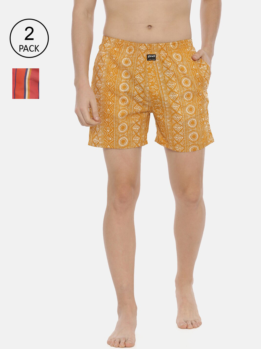 

pivot Men Pack Of 2 Assorted Pure Cotton Boxers