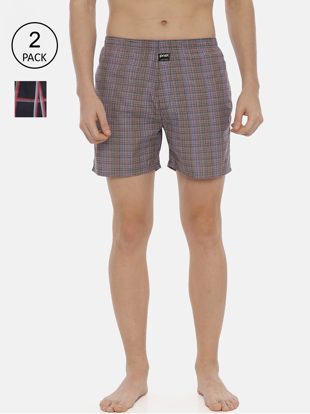 

pivot Men Pack Of 2 Assorted Pure Cotton Boxers