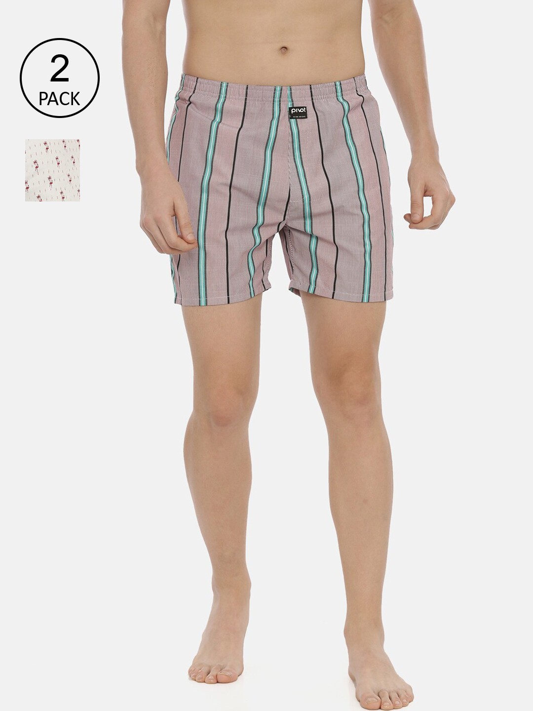 

pivot Men Pack Of 2 Assorted Pure Cotton Boxers AW20PQF-017